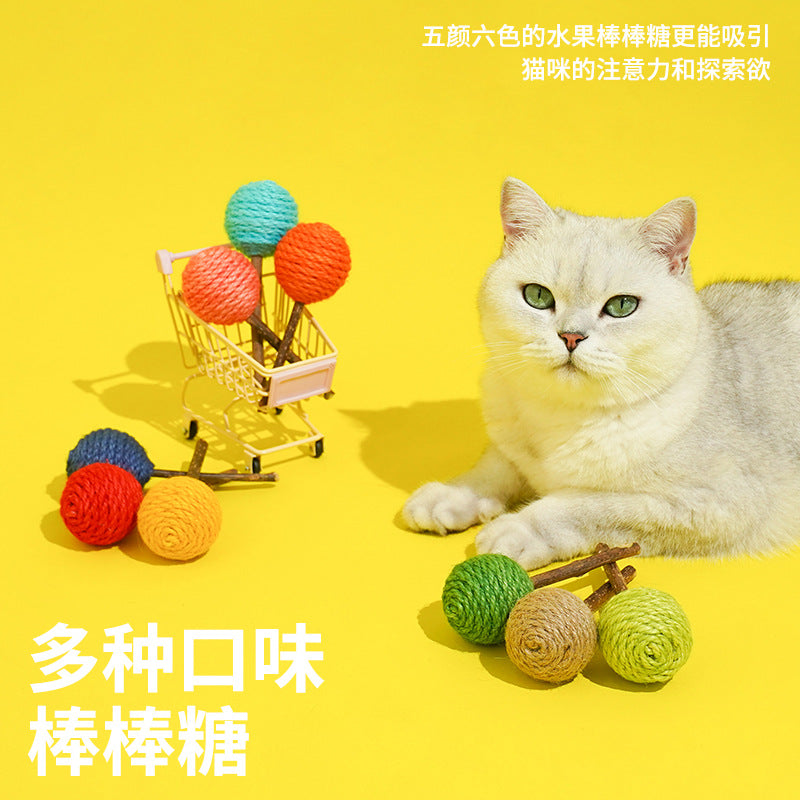 ZEZE Catnip Silver-vine Sisal Lollipop Toy 3 pk | 木天蓼棒棒糖玩具