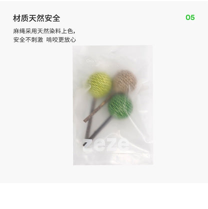 ZEZE Catnip Silver-vine Sisal Lollipop Toy 3 pk | 木天蓼棒棒糖玩具